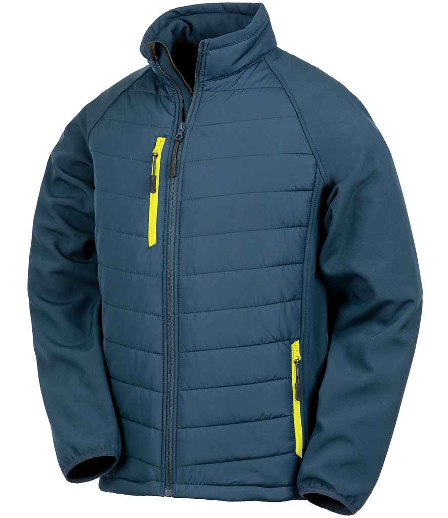 Result Recycled Compass Padded Jacket in Navy/Yellow