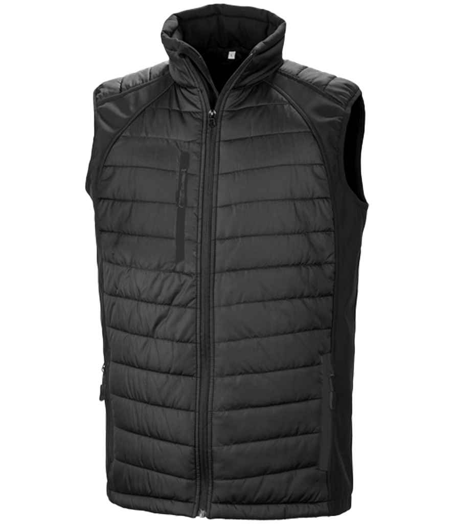 Result Recycled Compass Padded Gilet in Black/Black
