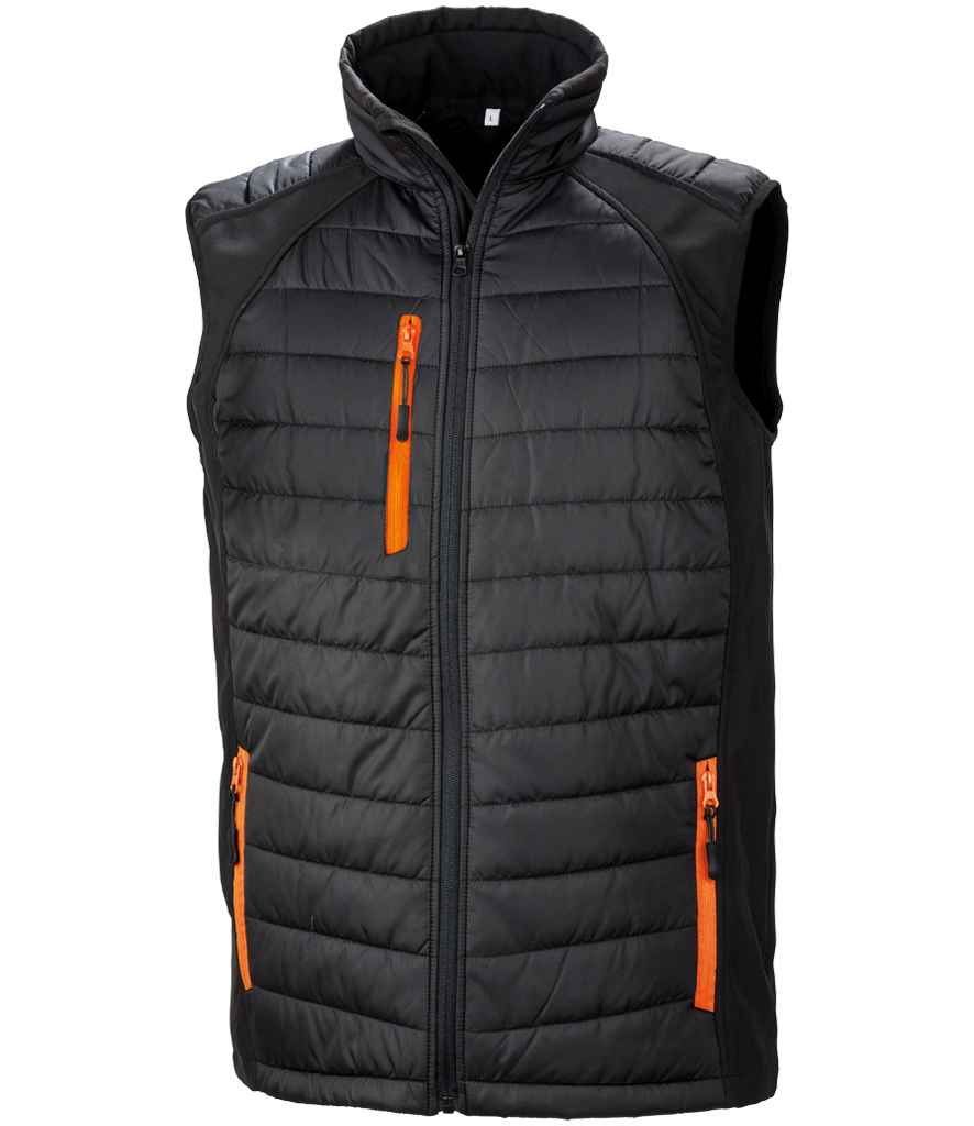 Result Recycled Compass Padded Gilet in Black/Orange
