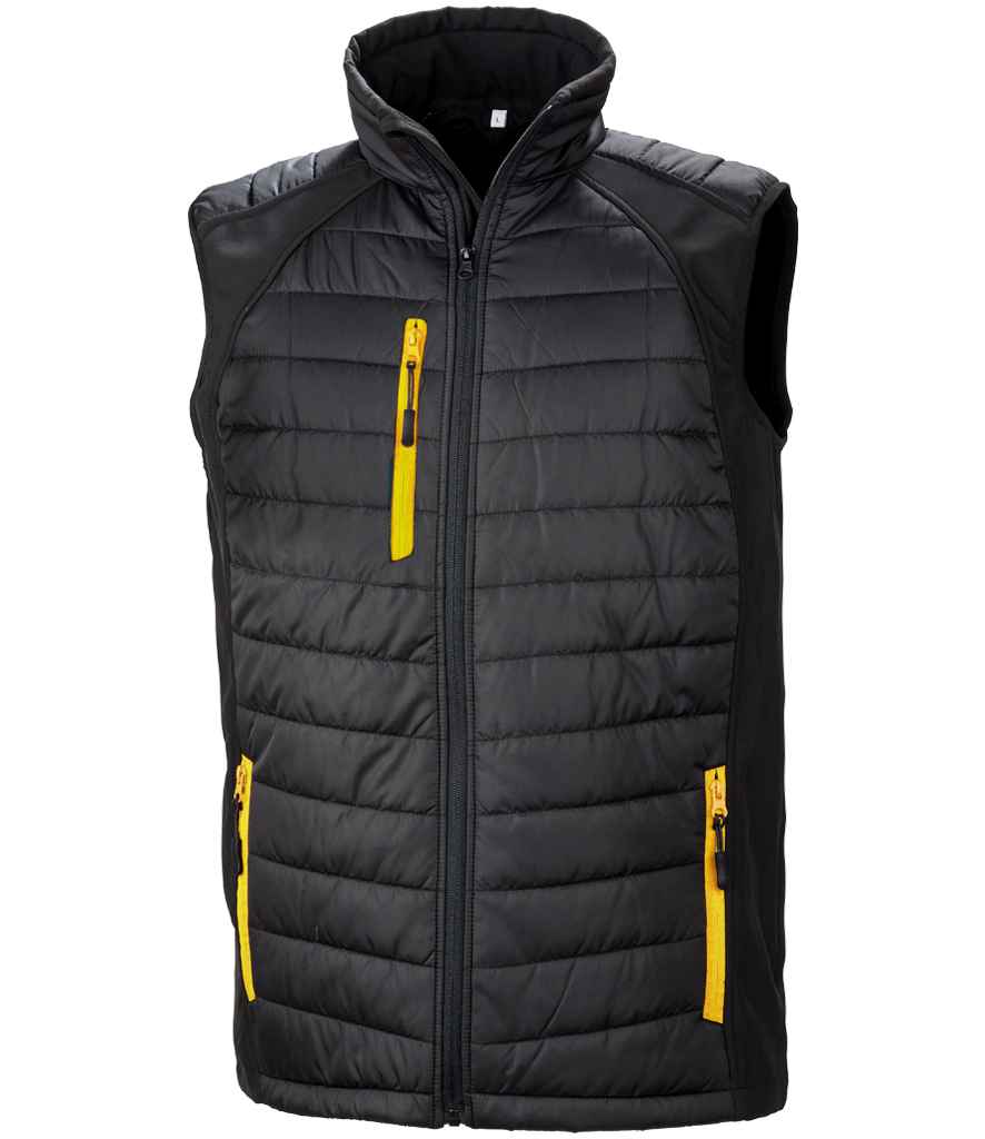 Result Recycled Compass Padded Gilet in Black/Yellow