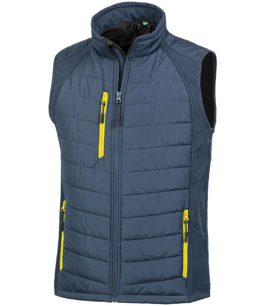 Result Recycled Compass Padded Gilet in Navy/Yellow
