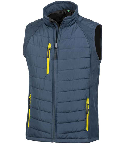 Result Recycled Compass Padded Gilet in Navy/Yellow