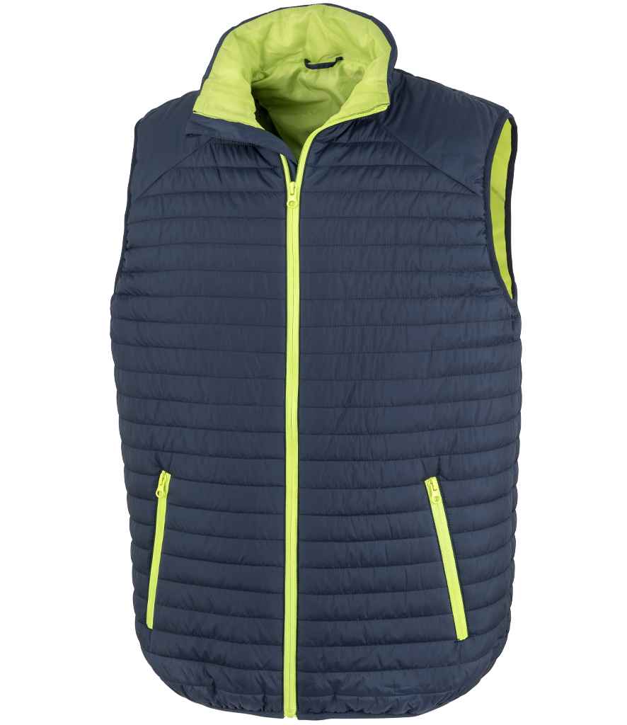 Result Recycled Thermoquilt Gilet in Navy/Lime Green
