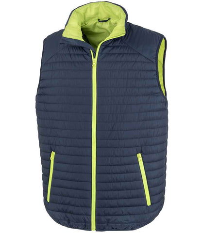 Result Recycled Thermoquilt Gilet in Navy/Lime Green