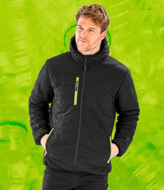 Result Recycled Compass Padded Winter Jacket - Black/Lime Green