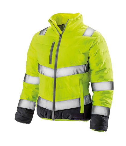 Result Safe-Guard Ladies Soft Safety Jacket in Fluorescent Yellow/Grey