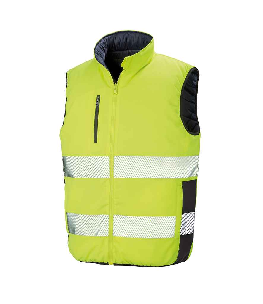 Result Safe-Guard Reversible Soft Padded Gilet in Fluorescent Yellow/Navy
