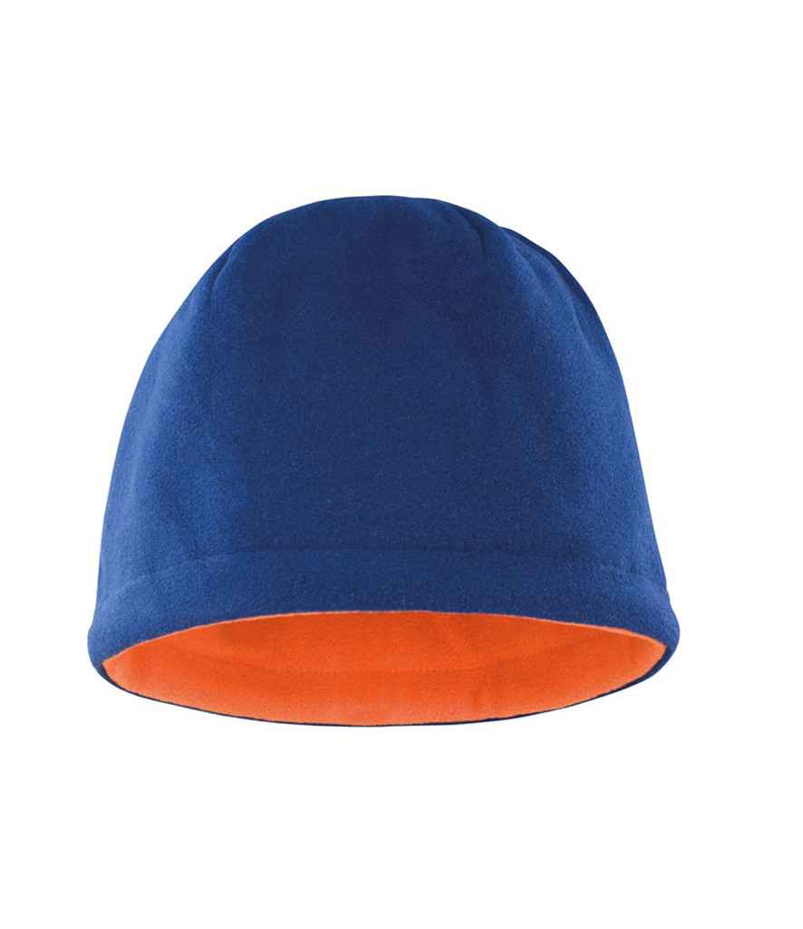 Result Reversible Fleece Skull Hat in Navy/Bright Orange