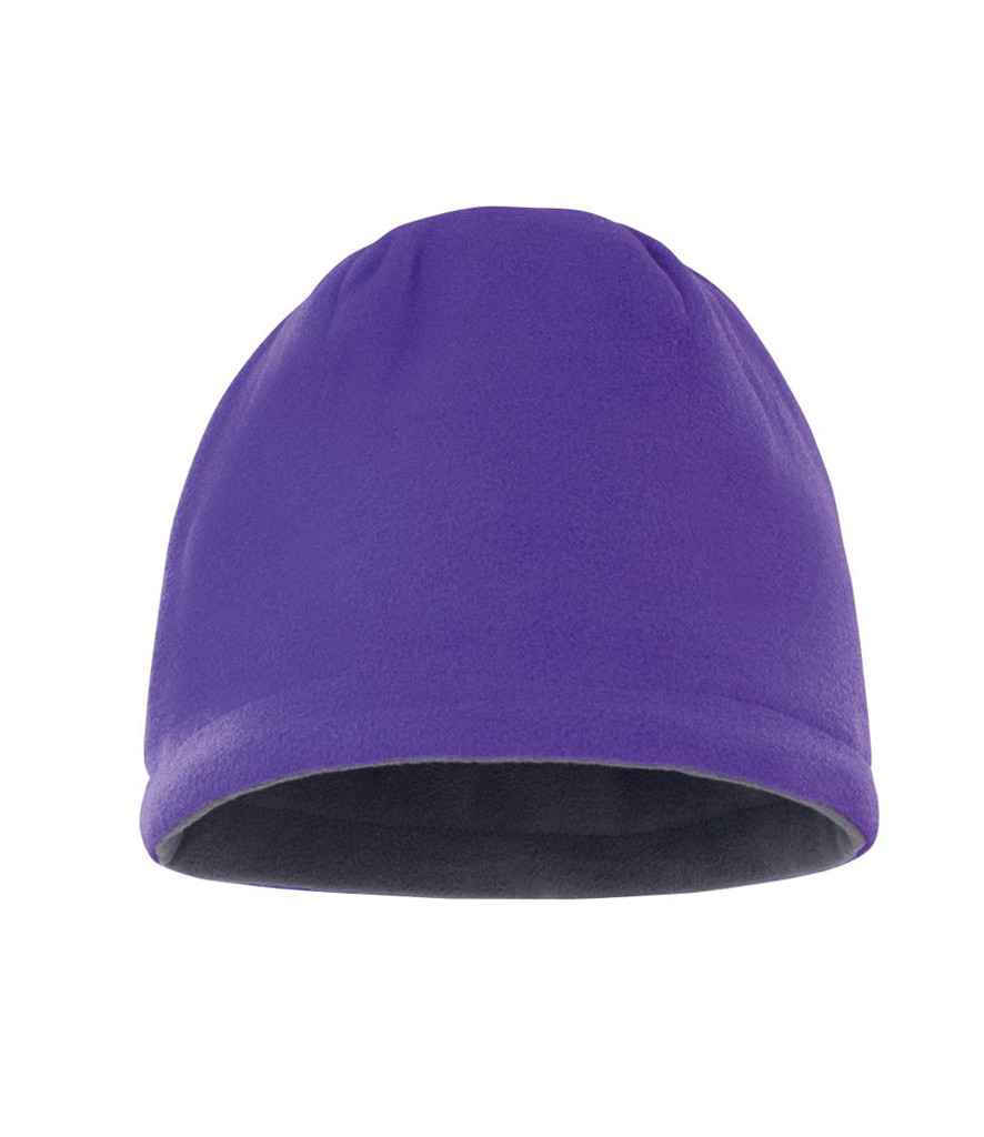 Result Reversible Fleece Skull Hat in Purple/Charcoal