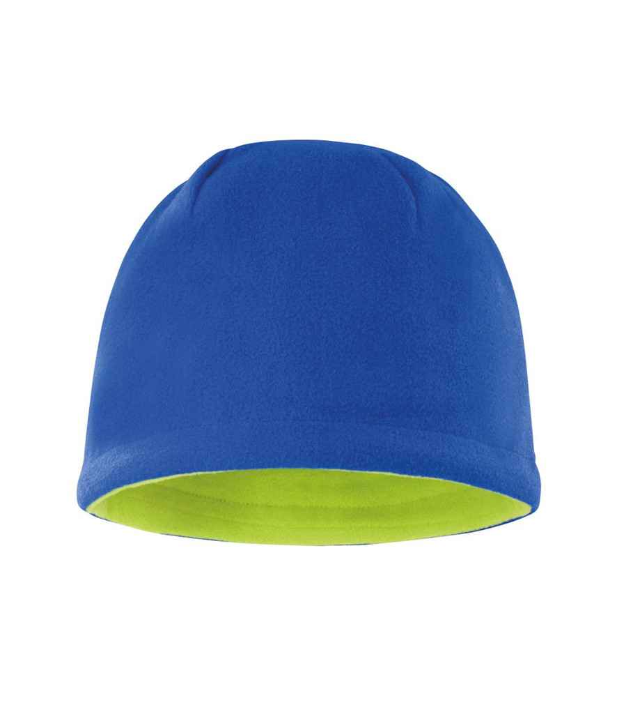 Result Reversible Fleece Skull Hat in Royal Blue/Lime Green