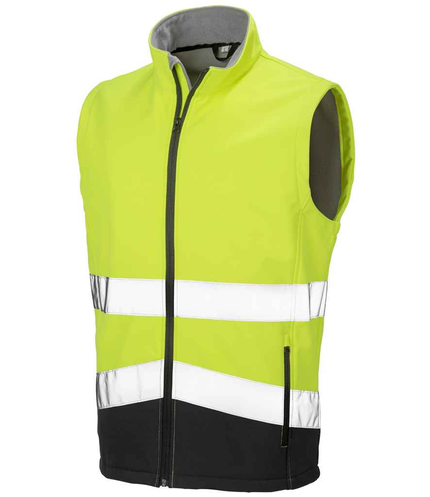 Result Safe-Guard Printable Safety Soft Shell Gilet in Fluorescent Yellow/Black