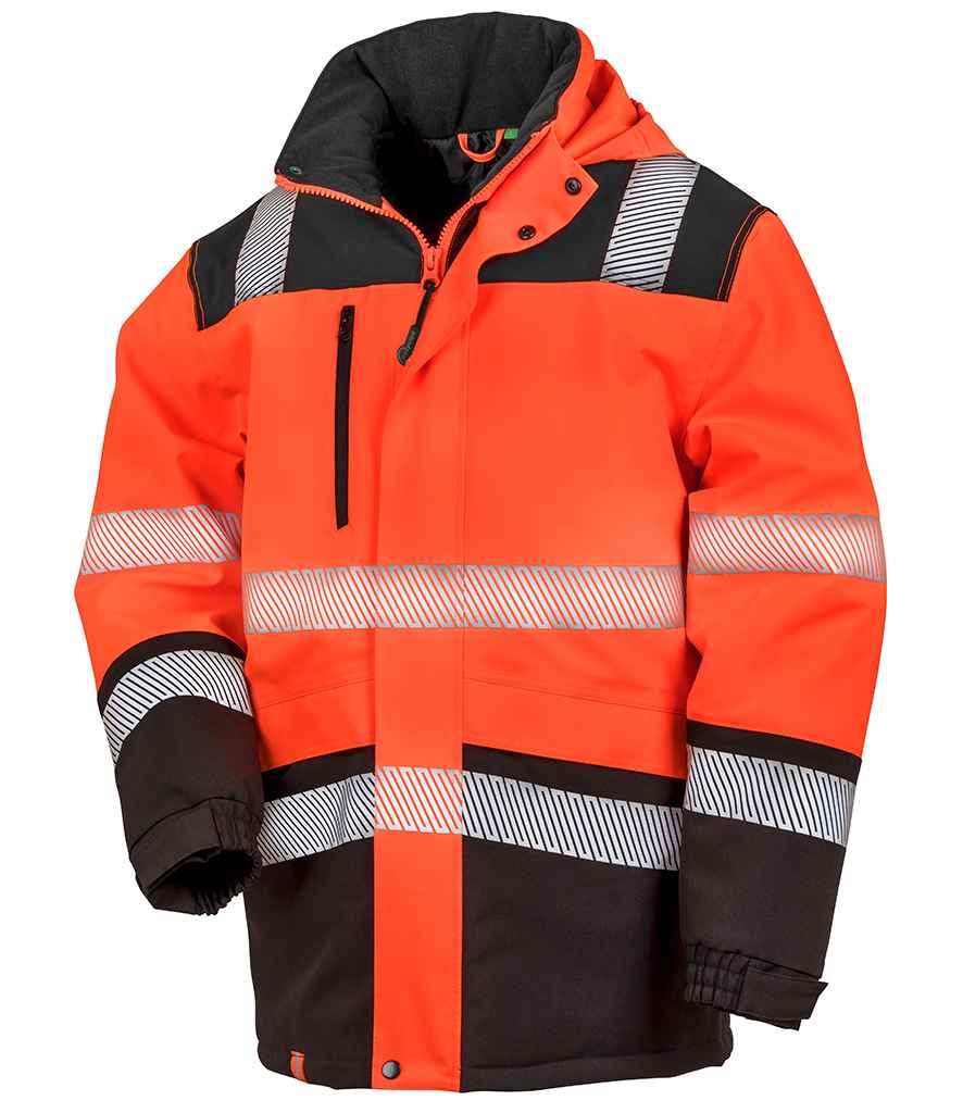 Result Safe-Guard Extreme Tech Printable Soft Shell Safety Jacket in Fluorescent Orange/Black
