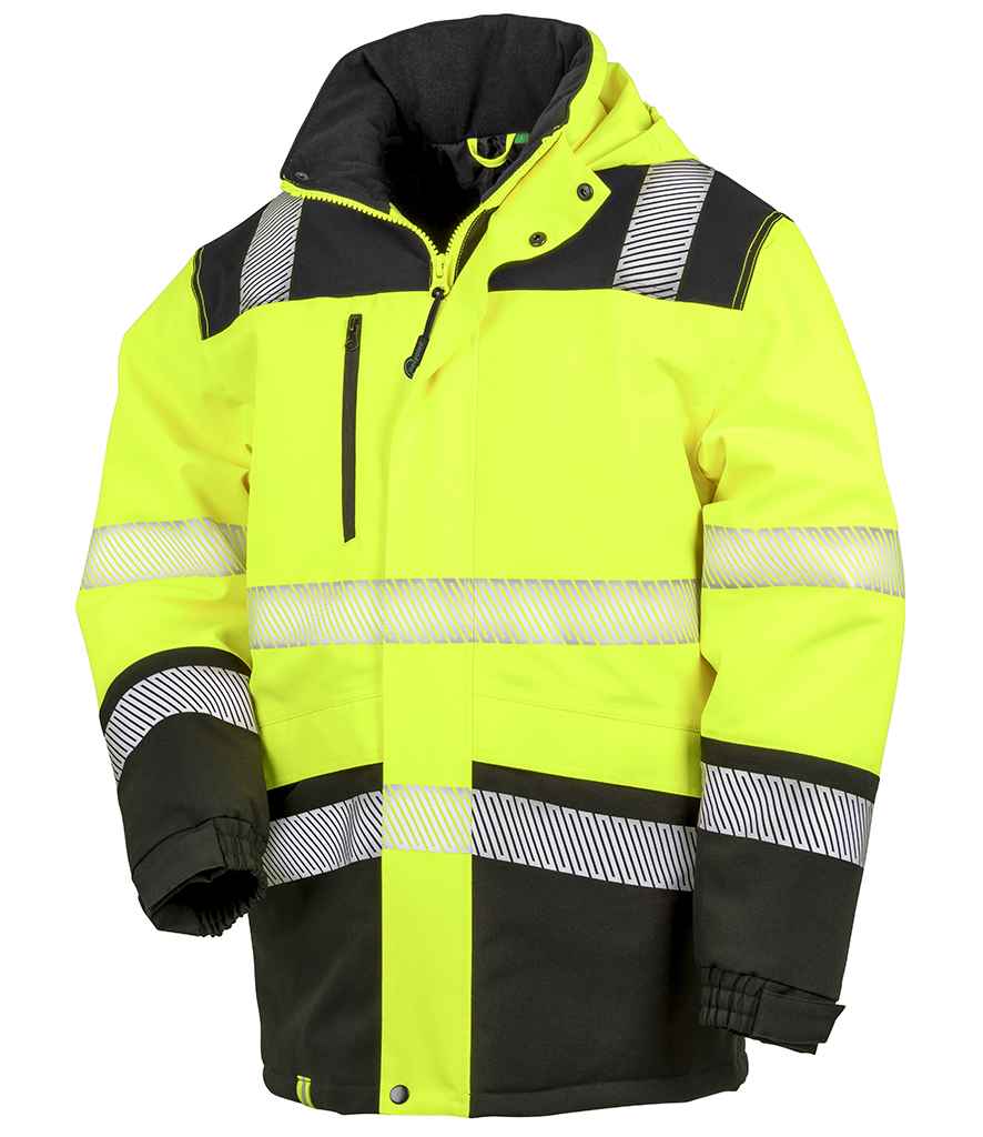 Result Safe-Guard Extreme Tech Printable Soft Shell Safety Jacket in Fluorescent Yellow/Black