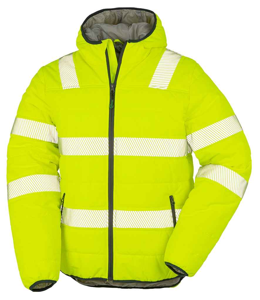 Result Recycled Ripstop Padded Safety Jacket in Fluorescent Yellow