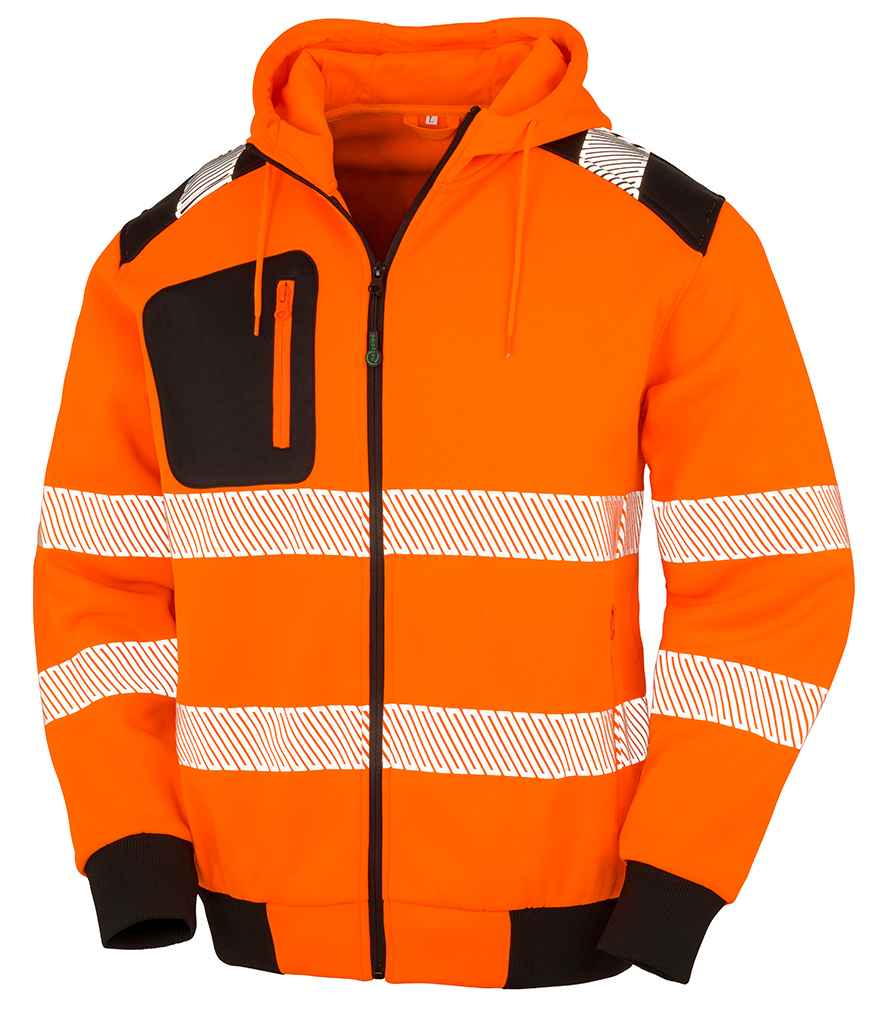Result Recycled Safety Zip Hoodie in Fluorescent Orange