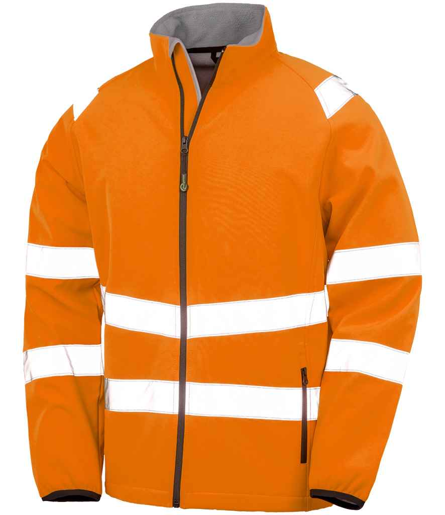 Result Recycled Printable Safety Soft Shell Jacket in Fluorescent Orange
