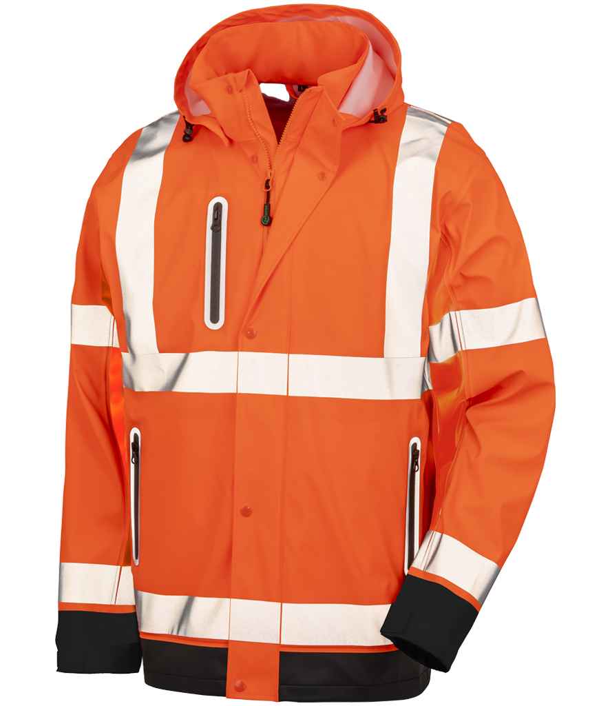 Result Recycled Heavy Duty Prism PU Safe and Dry Jacket in Fluorescent Orange/Black