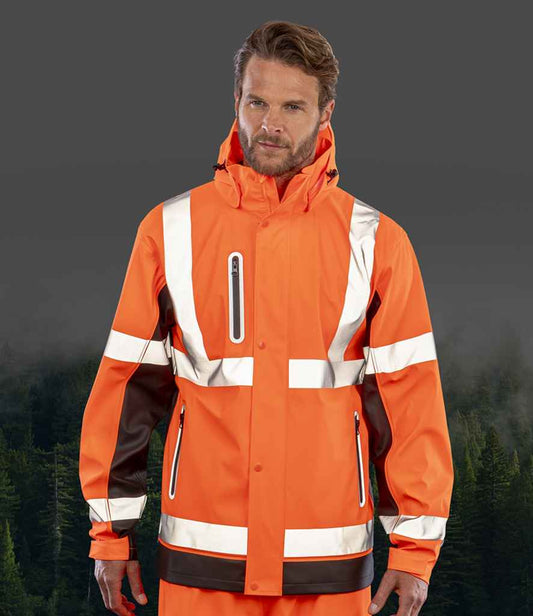 Result Recycled Heavy Duty Prism PU Safe and Dry Jacket - Fluorescent Orange/Black