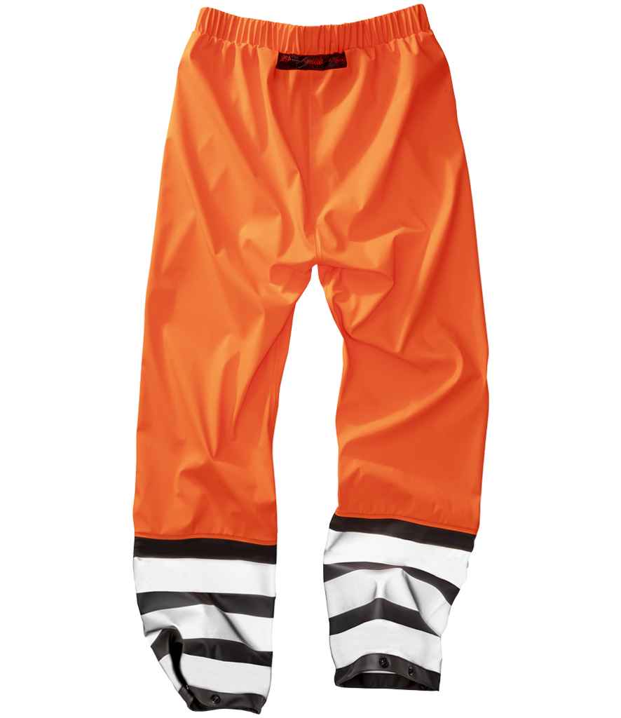 Result Recycled Heavy Duty Prism PU Safe and Dry Trousers in Fluorescent Orange/Black