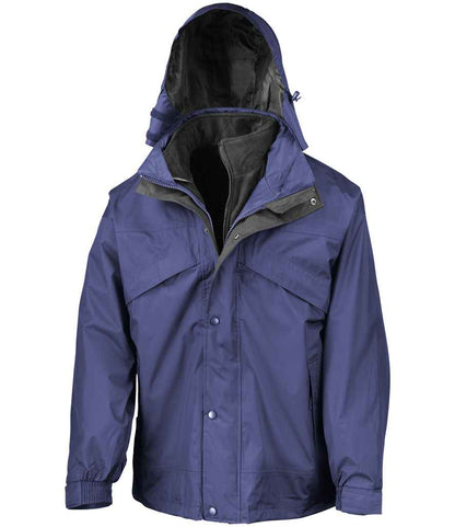 Result 3-in-1 Waterproof Zip and Clip Fleece Lined Jacket in Royal Blue/Black