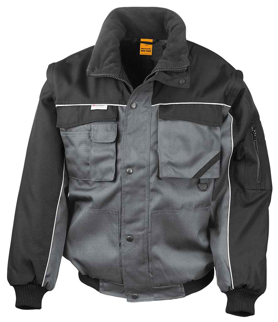 Result Work-Guard Zip Sleeve Heavy Duty Jacket in Grey/Black