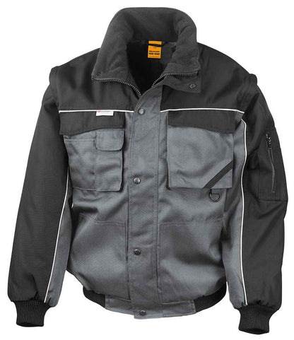Result Work-Guard Zip Sleeve Heavy Duty Jacket in Grey/Black