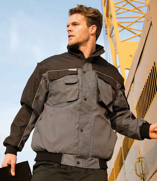 Result Work-Guard Zip Sleeve Heavy Duty Jacket - Grey/Black