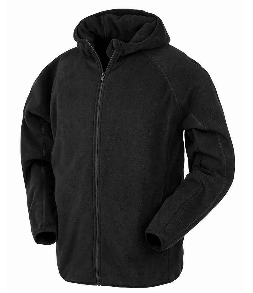 Result Recycled Hooded Micro Fleece Jacket in Black