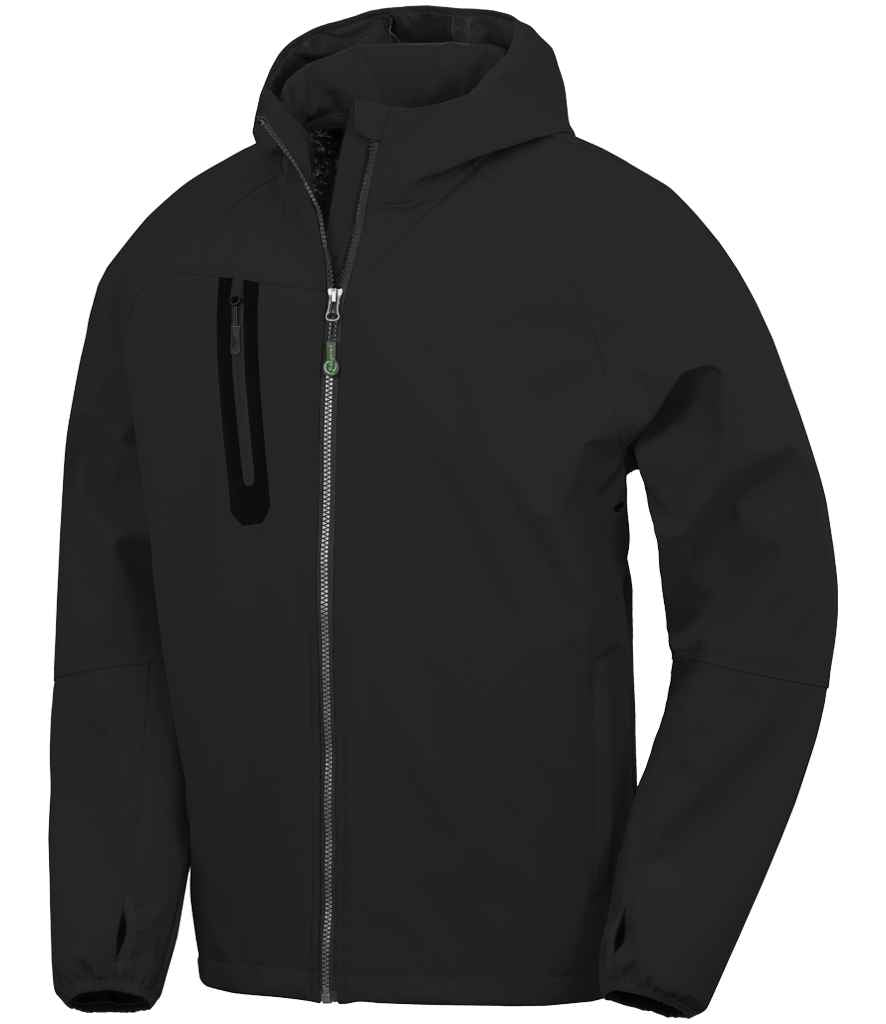 Result Recycled Three Layer Printable Hooded Soft Shell Jacket in Black/Black