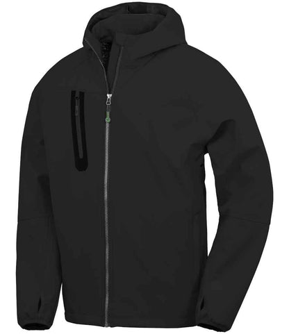 Result Recycled Three Layer Printable Hooded Soft Shell Jacket in Black/Black