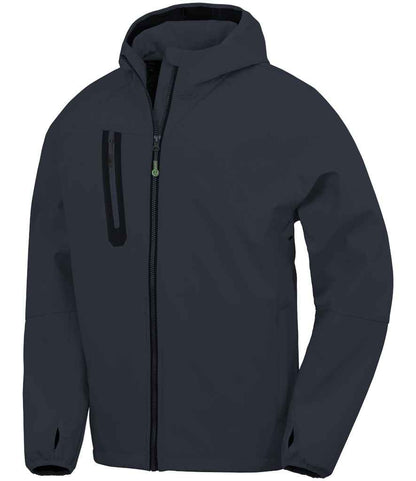 Result Recycled Three Layer Printable Hooded Soft Shell Jacket in Navy/Navy