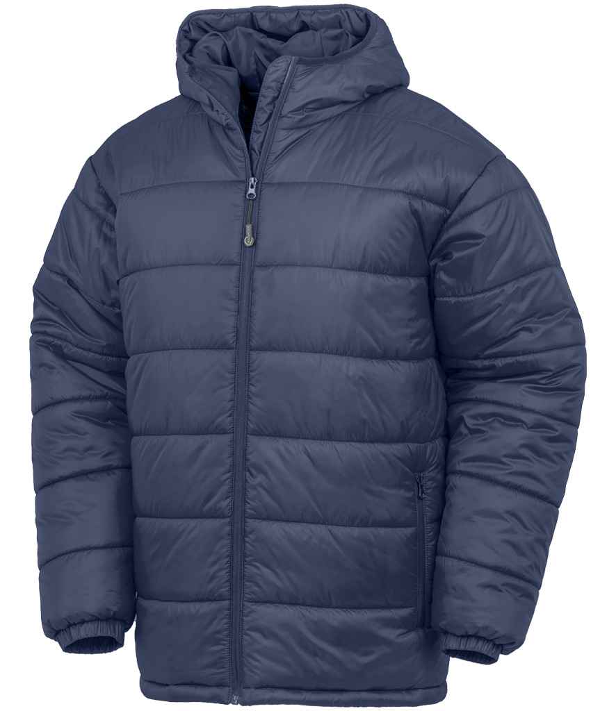 Result Recycled Hooded Padded Parka Jacket in Navy