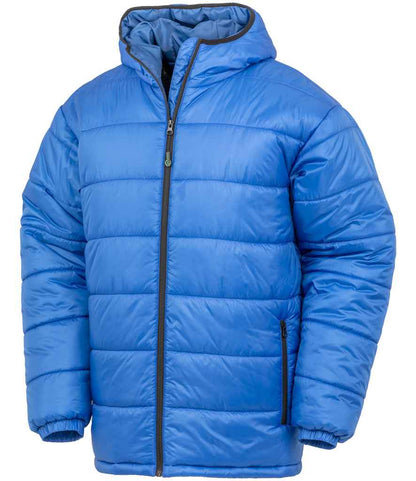 Result Recycled Hooded Padded Parka Jacket in Royal Blue