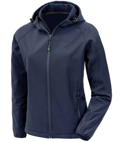 Result Recycled Ladies Three Layer Printable Hooded Soft Shell Jacket in Navy