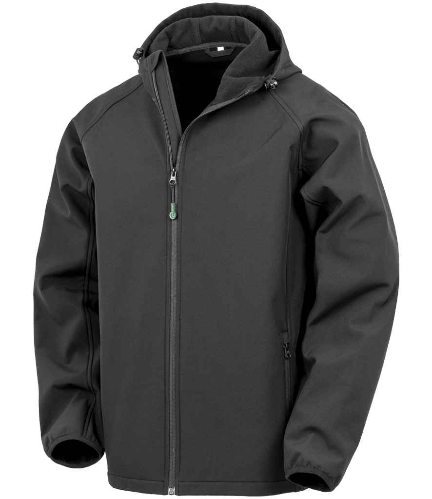 Result Recycled Three Layer Printable Hooded Soft Shell Jacket in Black
