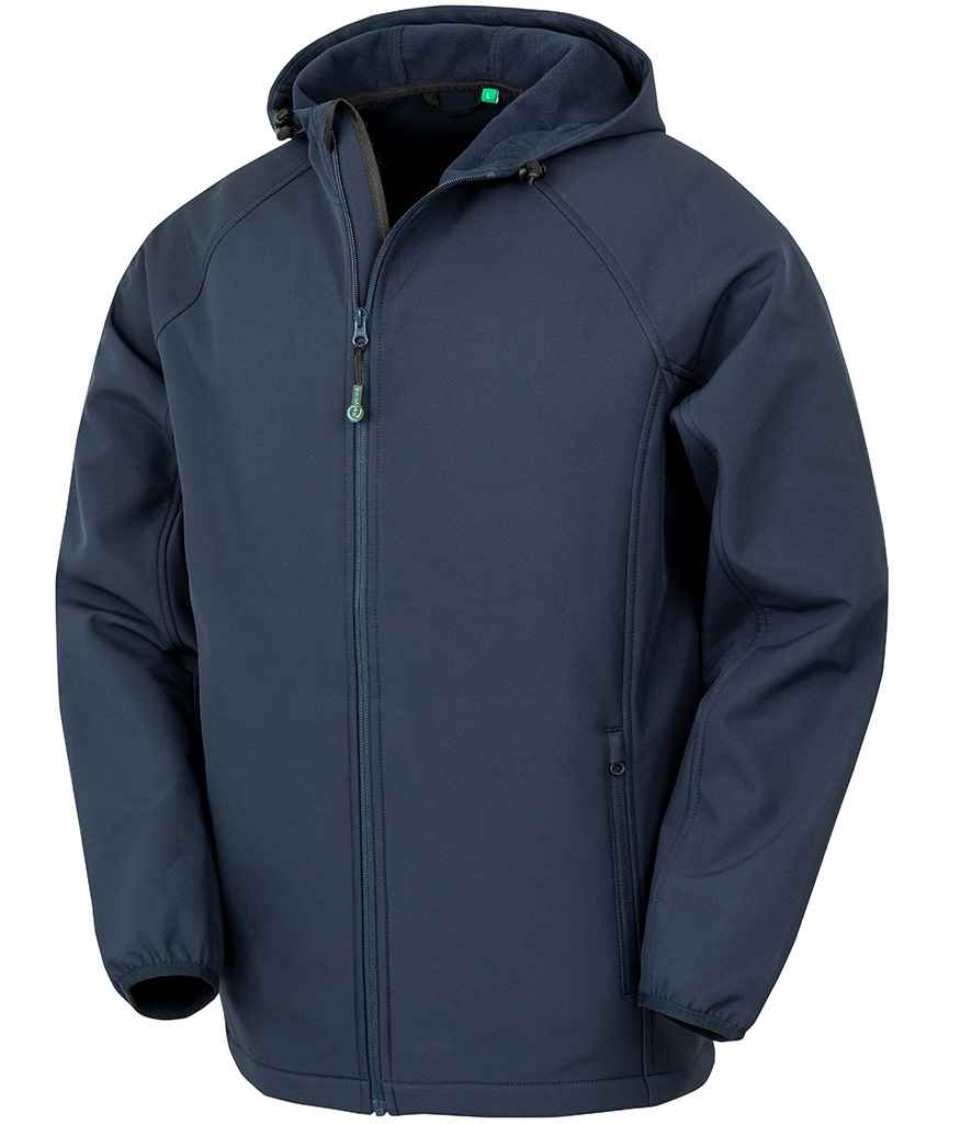 Result Recycled Three Layer Printable Hooded Soft Shell Jacket in Navy