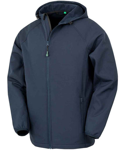 Result Recycled Three Layer Printable Hooded Soft Shell Jacket in Navy