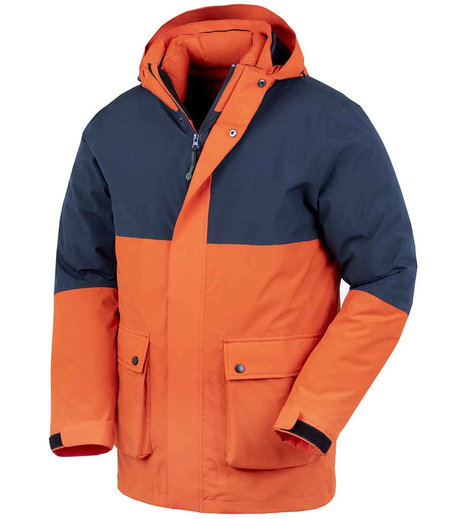 Result Recycled 3-in-1 Padded Ripstop Jacket in Orange/Navy