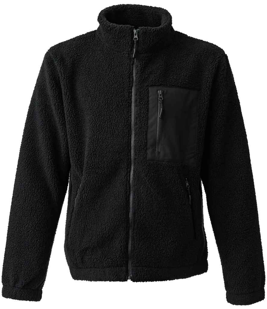 Ravine Unisex Full Zip Borg Fleece Jacket in Black