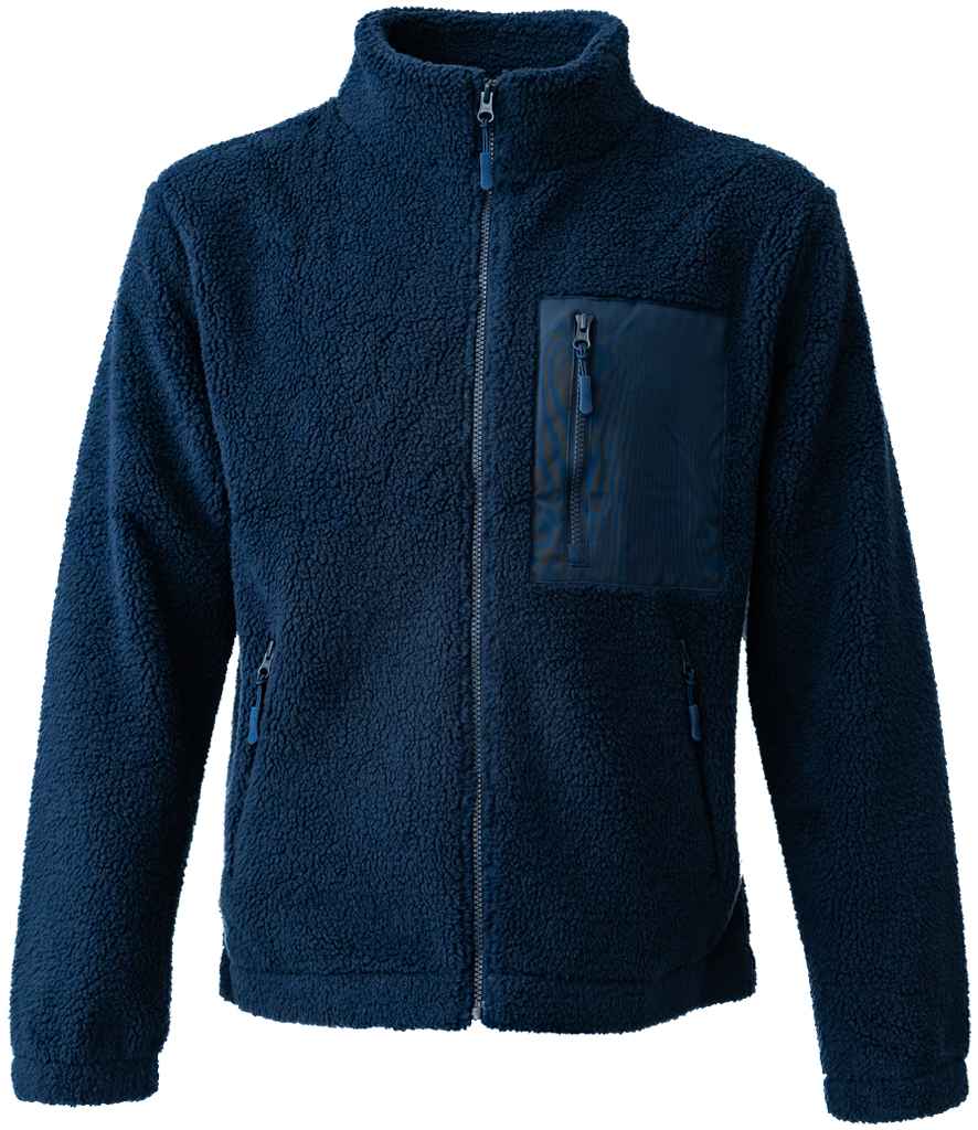 Ravine Unisex Full Zip Borg Fleece Jacket in Navy