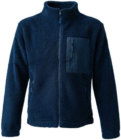 Ravine Unisex Full Zip Borg Fleece Jacket in Navy