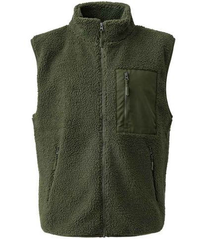 Ravine Unisex Borg Fleece Gilet in Olive Green