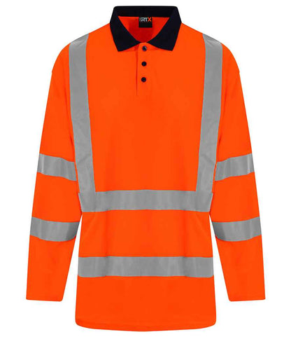 Pro RTX High Visibility Pro RTX High Visibility Long Sleeve Polo Shirt Orange/Navy