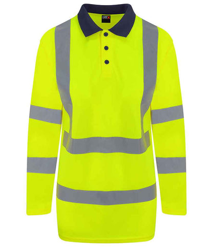 Pro RTX High Visibility Long Sleeve Polo Shirt in Yellow/Navy