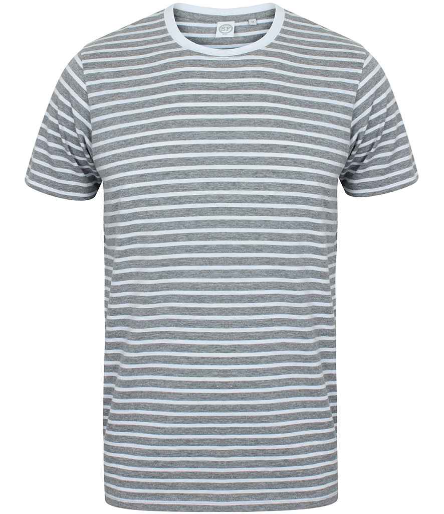 SF Clothing SF Clothing Unisex Striped T-Shirt Heather Grey/White