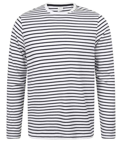 SF Clothing Unisex Long Sleeve Striped T-Shirt in White/Oxford Navy