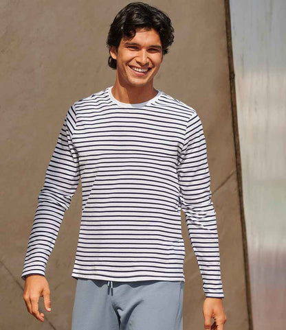 SF Clothing SF Clothing Unisex Long Sleeve Striped T-Shirt White/Oxford Navy