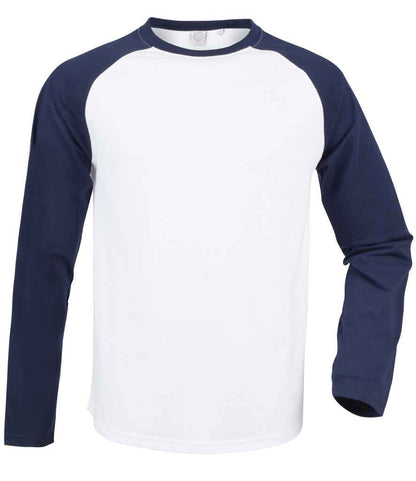 SF Clothing Long Sleeve Baseball T-Shirt in White/Oxford Navy
