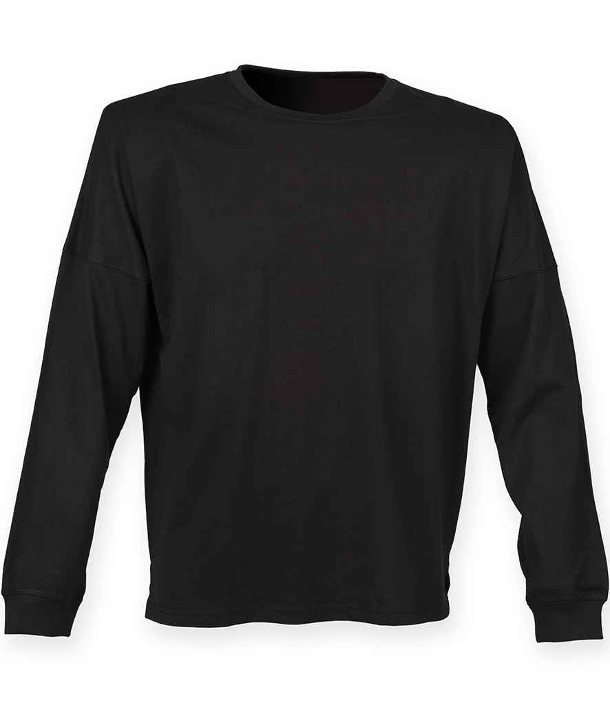 SF Clothing Unisex Drop Shoulder Slogan Top in Black