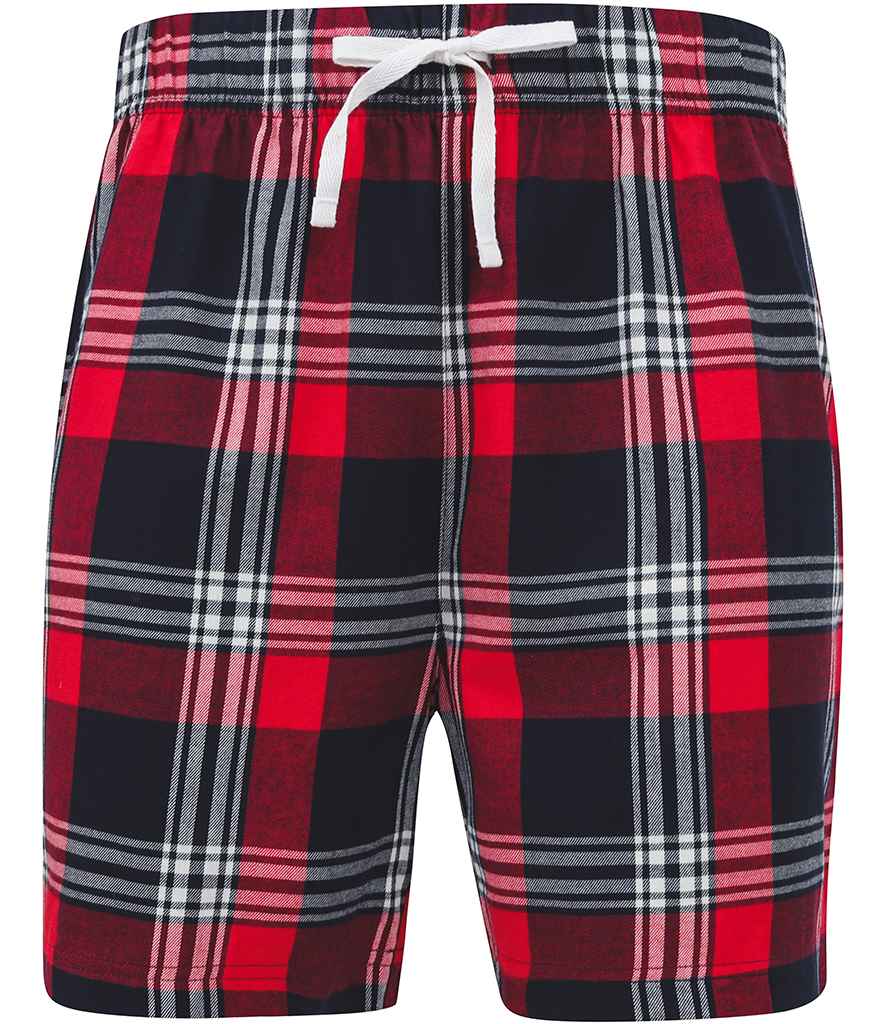 SF Clothing Tartan Lounge Shorts in Red/Navy